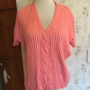 2/$20 V neck, cable knit short sleeve sweater